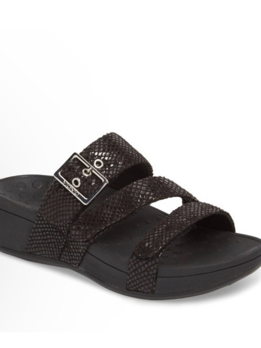 Vionic Rio Wedge Platform Black Reptile Embossed Sandals Buckles Womens Size 9 - Picture 12 of 12